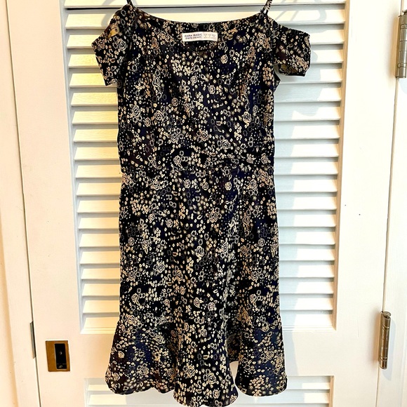 Zara Dresses & Skirts - Black cocktail dress, shoulder & off shoulder straps & cream floral print.